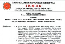 Monang Maradongan Simanungkalit, S.Sos.: Karena Terindikasi Melanggar Anggaran Dasar (AD) IKMBD, Maka Sejak Tanggal 21 Juli 2026 Togu P. Sitompul Dinonaktifkan Sebagai Wakil Ketua Umum I IKMBD